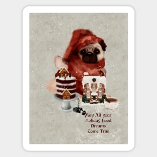 Pug Life| Winter Fawn Pug Decides Between Two Gingerbread Houses| Funny Christmas Quote Sticker